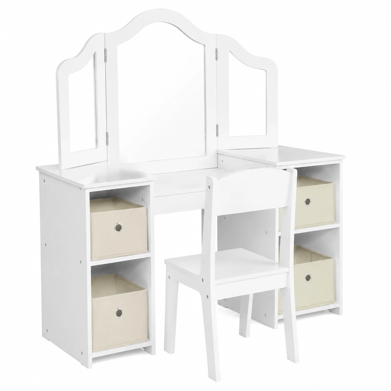 Coiffeuse, pliable, avec rangement, coloris blanc, pour la chambre