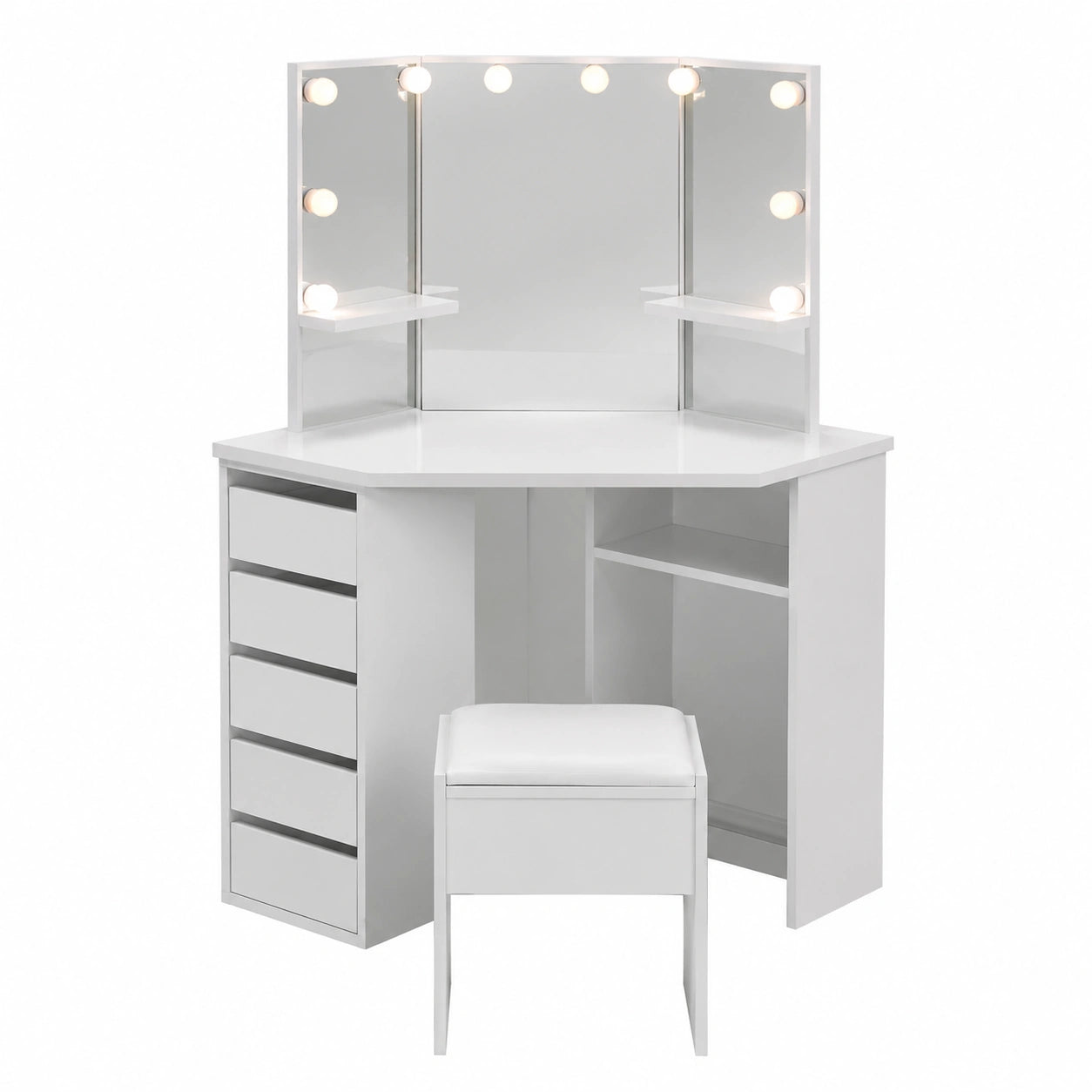 Coiffeuse, avec rangement, avec tiroirs, coloris blanc, pour la chambre