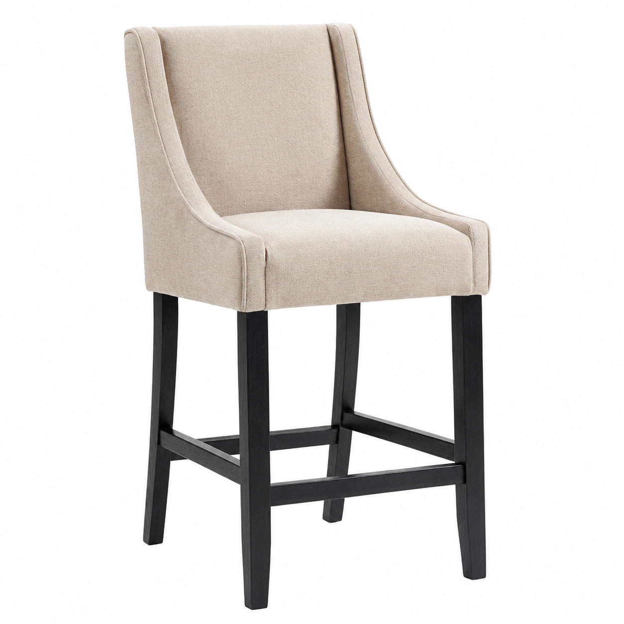 Chaise, en bois massif et tissu, rembourré, coloris taupe, pour la salle à manger ou la cuisine