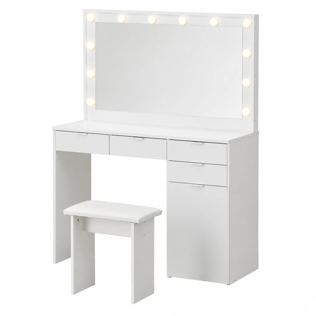 Coiffeuse, avec rangement, avec tiroirs, coloris blanc, pour la chambre