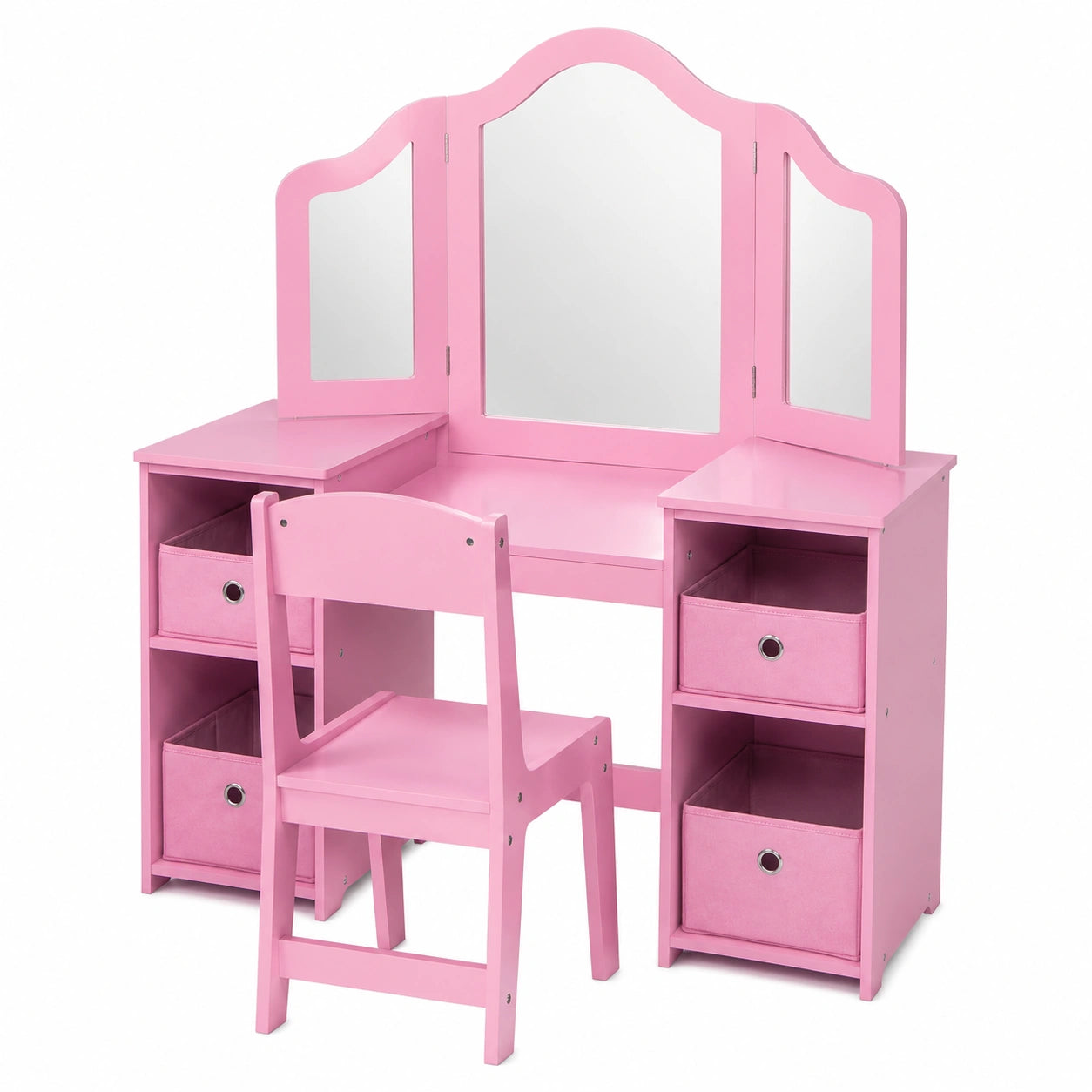 Coiffeuse, pliable, avec rangement, coloris rose, pour la chambre