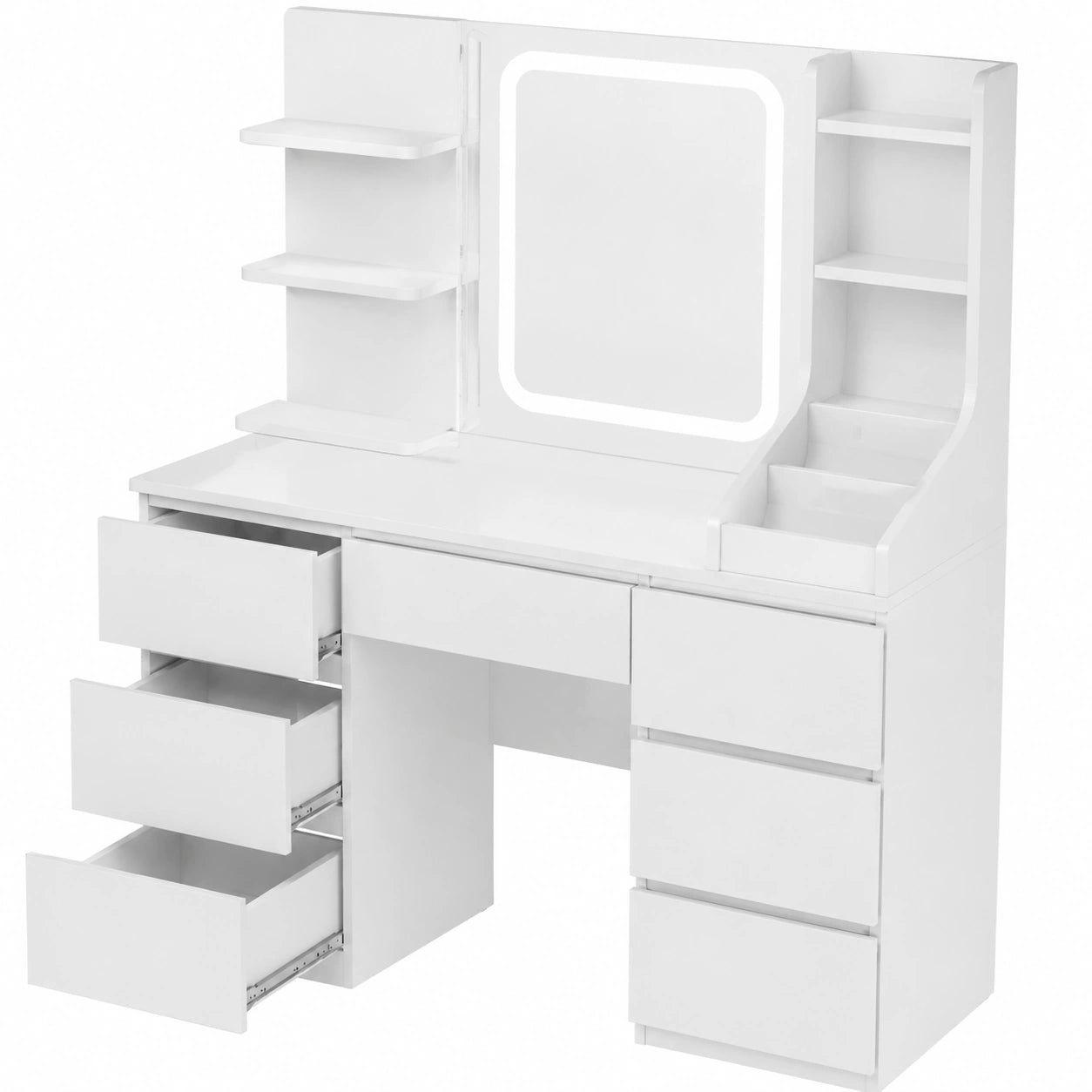Coiffeuse, réglable, avec tiroirs, coloris blanc, pour la chambre