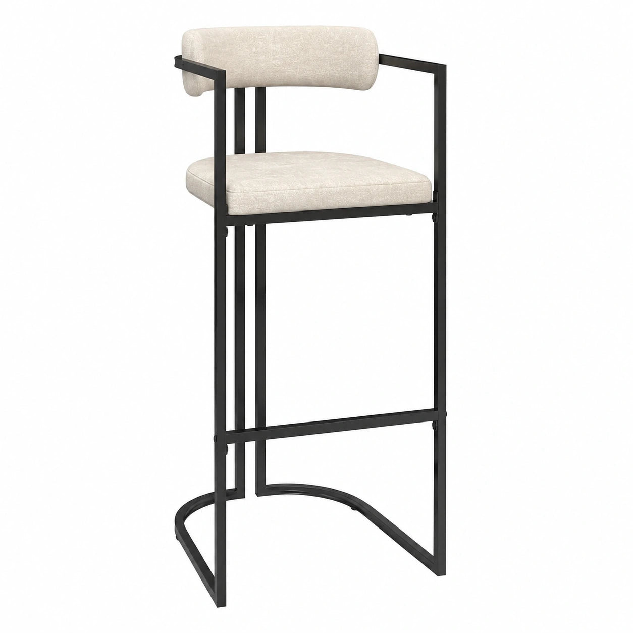 Tabouret, en métal et tissu, coloris noir, pour la cuisine ou l’espace repas