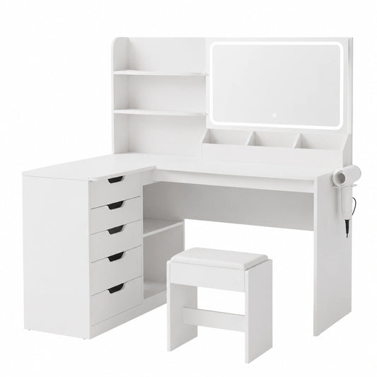 Commode, avec rangement, avec tiroirs, avec étagères, coloris blanc, pour la chambre ou le salon