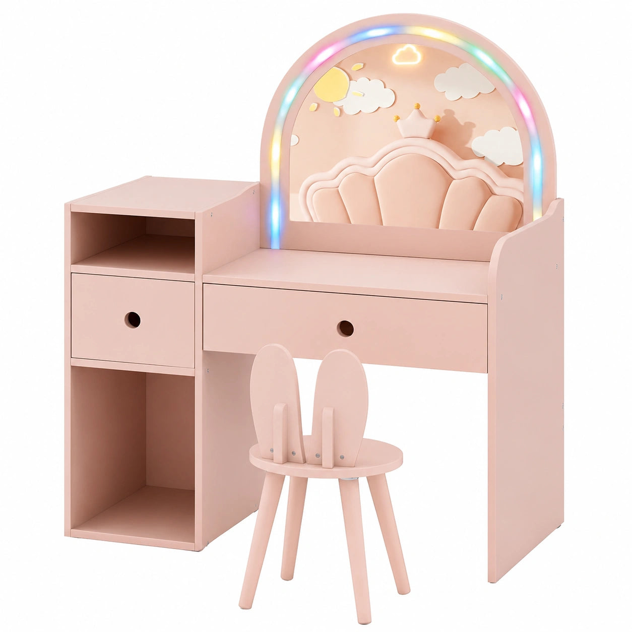 Coiffeuse, avec tiroirs, coloris rose, pour la chambre