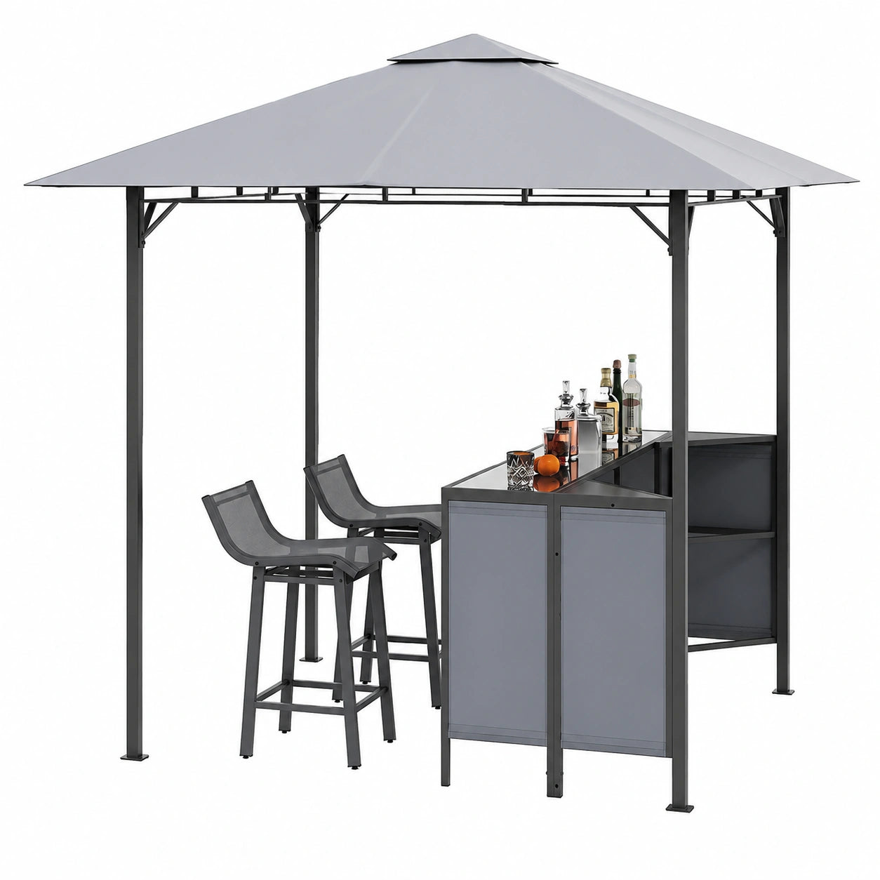 Structure d’ombrage, avec 2 tabourets, pour la terrasse ou le jardin