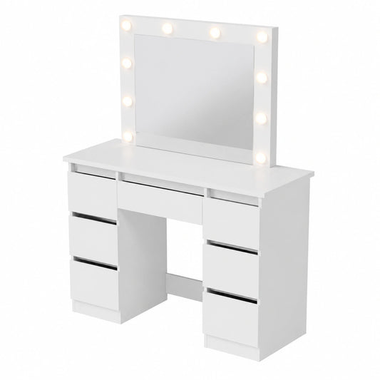 Coiffeuse, avec rangement, avec tiroirs, coloris blanc, pour la chambre