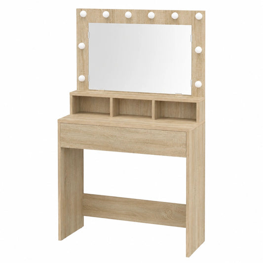 Coiffeuse, en chêne, avec éclairage LED, 79 x 41 x 135 cm, pour la chambre