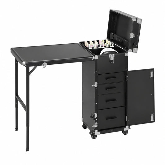 Coiffeuse, pliable, avec tiroirs, coloris noir, pour la chambre