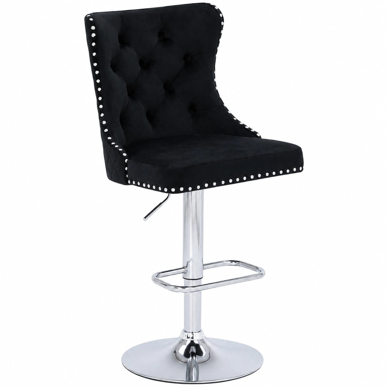 Chaise, en velours, réglable, coloris noir, pour la salle à manger ou la cuisine