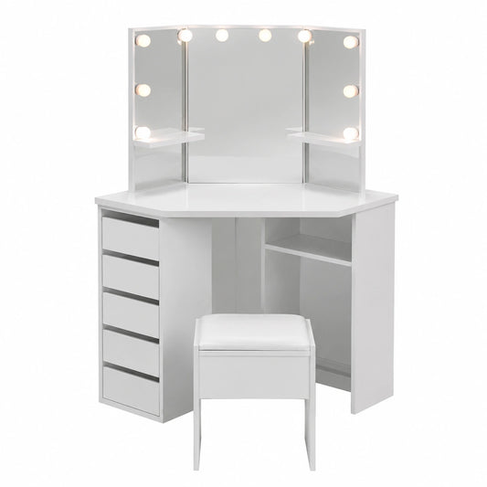 Coiffeuse, avec rangement, avec tiroirs, coloris blanc, pour la chambre
