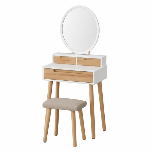 Coiffeuse, avec 1 tabouret, réglable, avec tiroirs, pour la chambre