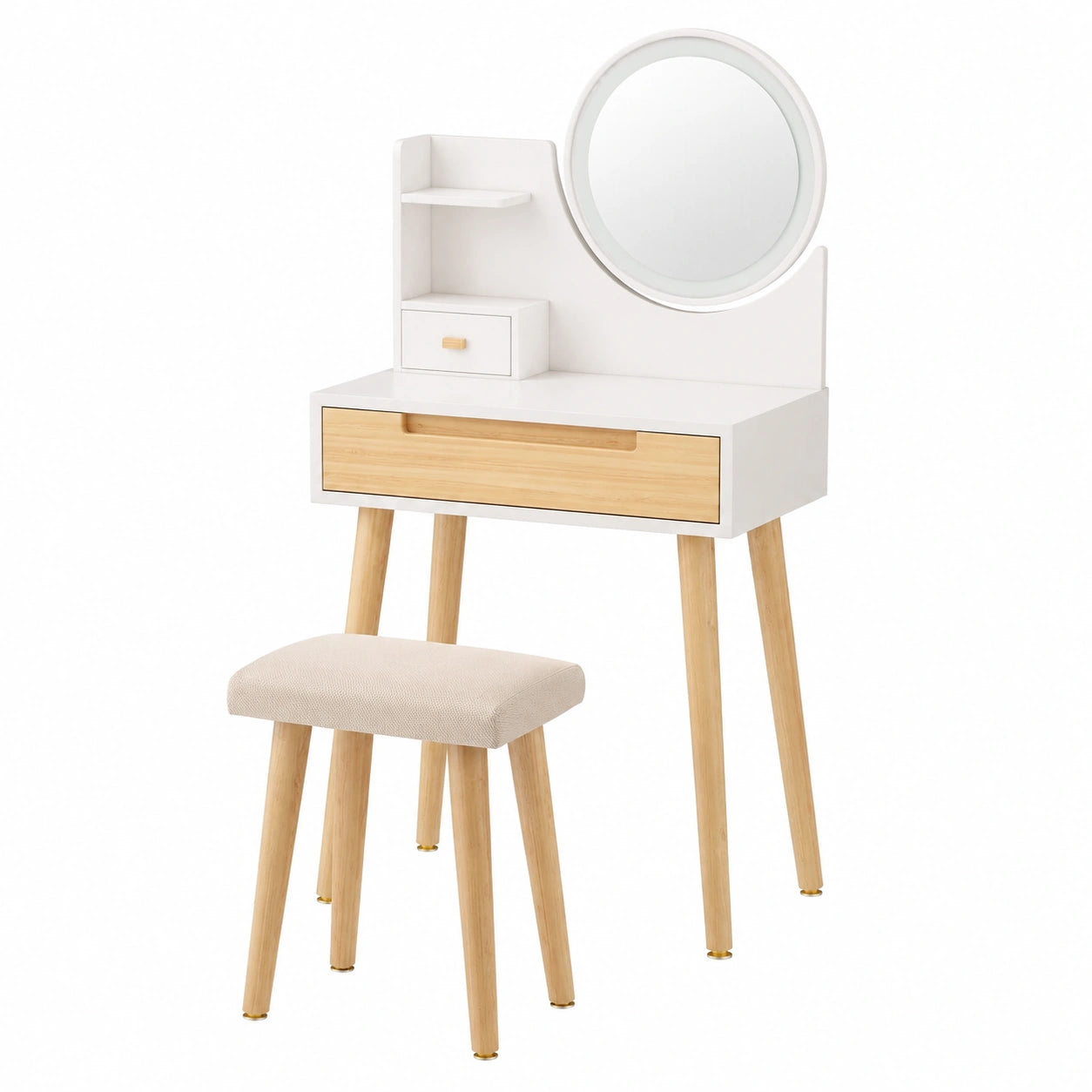 Coiffeuse, réglable, en chêne, coloris blanc, pour la chambre