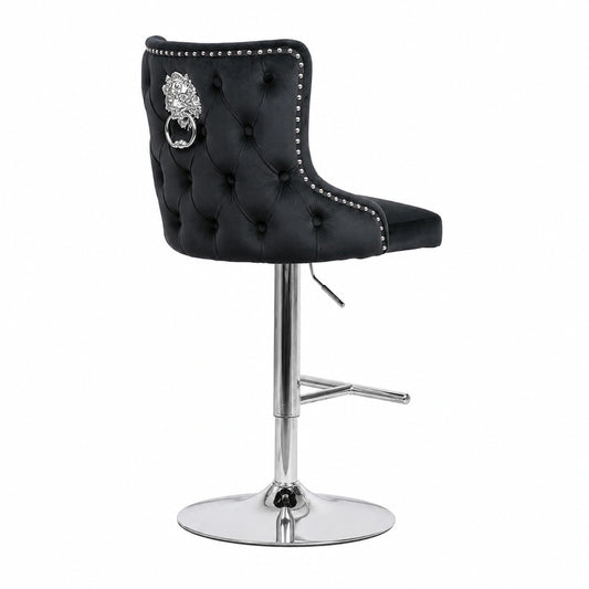 Chaise, réglable, en velours, coloris noir, pour la salle à manger ou la cuisine