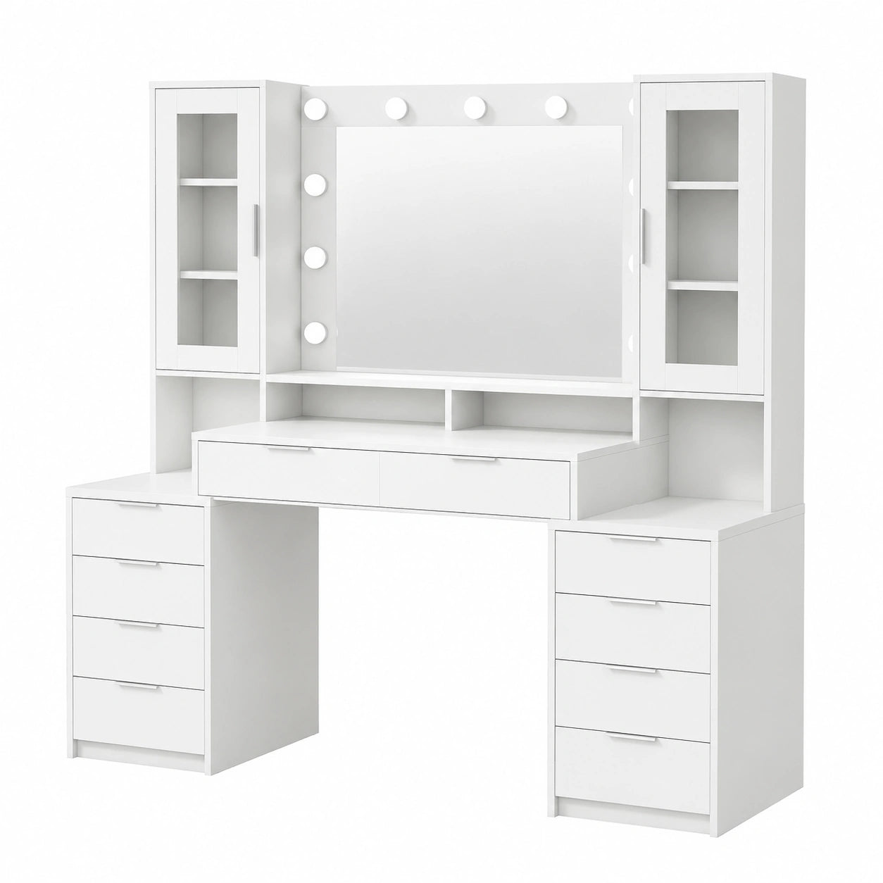 Coiffeuse, coloris blanc et argenté, pour la chambre